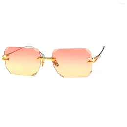 Sunglasses Rimless Women Men 2024 Fashion Designer Square Sun Glasses Frameless Eyeglasses UV400