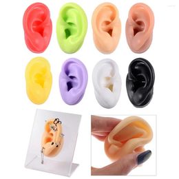 Jewelry Pouches 1Pc Soft Silicone Ear Model Tattoo Practice Display Piercing Tools Earring Tool Acrylic Stand Kit