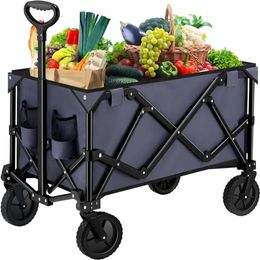 Portable Large Capacity Utility Waggon for Camping Fishing Sports Shopping Trolley Grey Outdoor Beach Handcart Garden Carts 240122