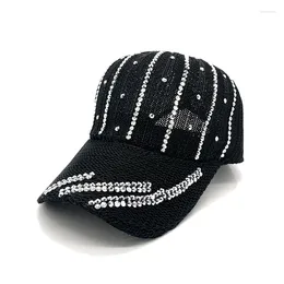 Ball Caps MAERSHEI Hat Female Summer Hollow Breathable Brand Baseball Cap Snapback For Women Rhinestone Denim