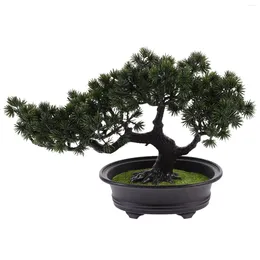 Decorative Flowers Simulated Bonsai Small Desk Fake Tree Plants Mini Grass Pot Model Artificial Pine Display Faux Potted