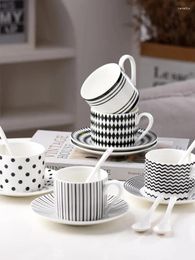 Coffee Pots European Ceramic Hepburn Style Cup And Plate Striped Black White Polka Dot Mug Cake Afternoon Tea Set