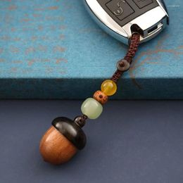 Keychains Decoration Phone Pendent Sandalwood Key Keychain Openable Cover Box Pendant Chinese Style Pinecone Shape