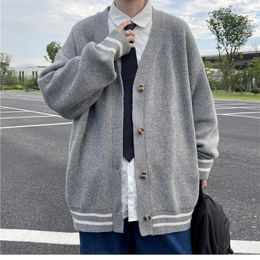 British Retro Cardigan Sweater Korean Harajuku Academic Knitted Pullover Hip Hop Streetwear Loose Knitwear Tops 240123