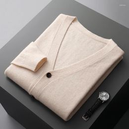 Men's Sweaters Autumn And Winter Pure Sweater Cashmere Cardigan V-neck Loose Casual Plus Size Coat.