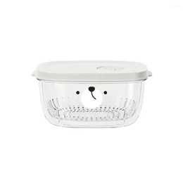 Dinnerware Fridge Box Fruit Vegetables Clear Container Seal Salad Save Space Cartoon Pattern For Picnic Refrigerator