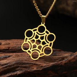 Pendant Necklaces Lemegeton Flower Of Life Necklace For Women Hollow Jewellery On The Neck Elegant Charm Stainles Steel Accessories Link Chain