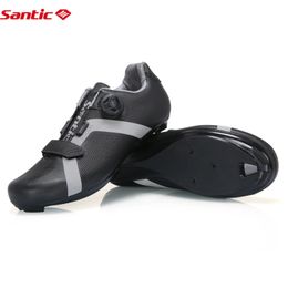 Santic Cycling Shoes Unisex Road Bike Wear Waterproof Adjustable Resistant Bicycle Nylon Bottom Riding Shoe Self-Locking KS20019 240202