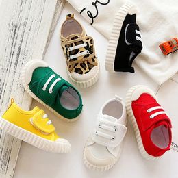 Children Leopard Canvas Shoes Toddler Infant Boy Sneakers Girl Candy Color Casual Baby Kids Breathable Soft Leisure 240131