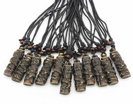 Jewelry Whole 12pcs COOL Boy men039s Simulation Bone Carving Totem Dragon Pendant Wood Beads Amulet Pendant Necklace Lucky 6445766
