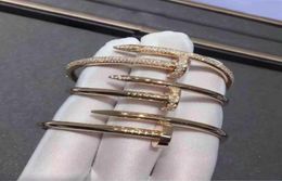 high quality 18k rose gold platinum diamond nail wide n version set with Diamond Men039s and women039s Bracelet18145797461472