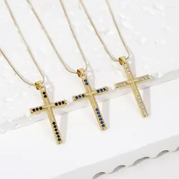 Pendant Necklaces 1pc Personality Cross Resurrection Copper Micro-inset Zircon Simple Necklace