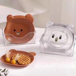 Plates 8 Pcs/Set Fruit Stackable Cartoon Bear Head Transparent Store Dessert Cake Candy Serving Trays Kitchen Supplies