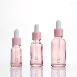 Storage Bottles Empty 5-100ml Glass Dropper Bottle Peach-Pink Colour Liquid Essential Oil Refillable Essence Serum Pipette