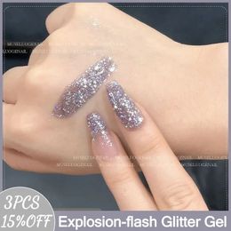 MUSELUOGE 8color/set Explosion-flash Glitter Gel Nail Polish Broken Diamond Temperament Whiten Semi Permanent Soak Off UV Gel 240129
