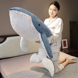 Giant Size Plush Shark Toy Cute Sea Animal Lovely Blue Whale Soft Doll Stuffed Cartoon Pillow 100CM Children Birthday Xmas Gifts 240202