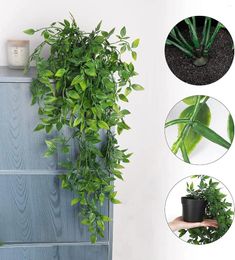 Decorative Flowers 2Pcs Artificial Green Plant Vines Wall Hanging Indoor Decoration Fake Flower Rattan Room Home Garden Accessories Wedding