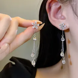 Dangle Earrings Elegant Zircon Flower Water Drop For Women Crystal Butterfly Long Tassel Girls Wedding Party Jewellery Gifts