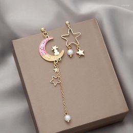 Dangle Earrings Korean Exquisite Stars Moon For Women Cute Kitten Flowers Asymmetric Tassel Earring Girls Wedding Jewelry