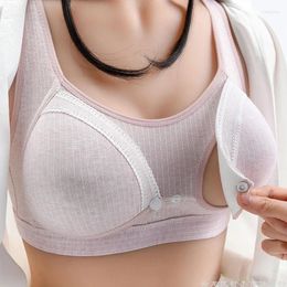 Women's Sleepwear Breastfeeding Tank Top Pregnant Underwear No Steel Ring Bra Front Open Button Pregnancy Thin Fit