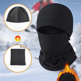 Berets Autumn Winter Outdoor Cycling Warm Mask Beanie Set For Men Solid Color Lamb Fleece Neck Warmer Snood Skull Caps Windproof Bonnet