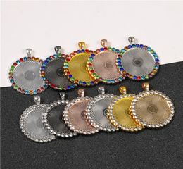 DIY Consumables Jewellery Thinestones Round Shape Bottom Brackets Time Gem Sublimation Blank Pendant For Transfer Printing Neckl2085015