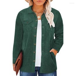 Women's Blouses Spring Autumn Corduroy Large Size Long Sleeve Shirt Lapel Solid Casual Loose Coat Female Cardigan Clothing 24075