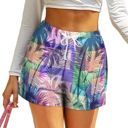 Women's Shorts Palm Trees Womens Colorful Print Casual Printed High Waist Oversize Short Pants Sexy Bottoms