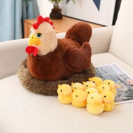 Creative Realistic Swan Chick Family Plush Toy Mother and Baby Lifelike Animal Stuffed Doll With Nest Kids Child Comforting Gift 240202