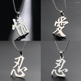 Pendant Necklaces Stainless Steel Chinese Character Necklace Love Ren Letter For Couples Lovers Statement Jewellery Party Gifts