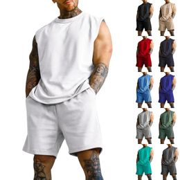 Men's Tracksuits Sports Clothes Men Summer Two Piece Sets Casual O Neck Sleeveless Tank Tops And Shorts Suits Mens Streetwear Leisure Vest