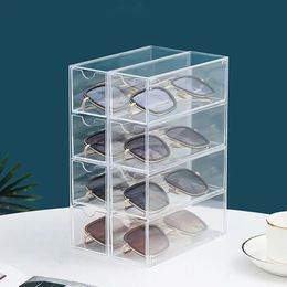 Glasses Storage Box Desktop Sunglasses Display Dustproof Stationery Drawer Type Stackable Four Layer 240130