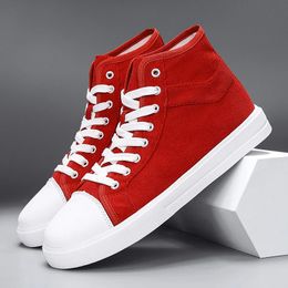 2023 Fashion Red Canvas Shoes Men Women Skateboarding for Breathable Hightop Sneakers Couple 240202