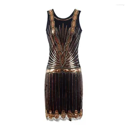 Casual Dresses Women Sequined 1920 Vintage Dress Hand Beaded Short Party 20s Great Gatsby Sleeveless Costume Evening