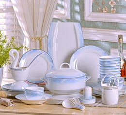 Plates Dish Set Home Creative Jingdezhen Ceramic European Bone Porcelain Tableware Bowl Dinner Simple And Fresh