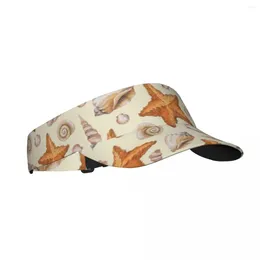 Berets Artistic Pattern With Shells Sea Stars Summer Air Sun Hat Visor UV Protection Top Empty Sports Golf Running Sunscreen Cap