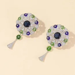 Dangle Earrings Blue Green Water Drop Sunflower Women's Luxury Gorgeous Fashion Wedding Accessories Lady Elegant Romantic Flower Party