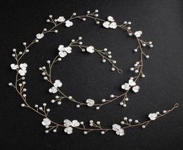 Newest Small White Flower Handmade Headbands Fashion Acrylic Crystal Wedding Hair Accessories Flexible Jewelry for Women JCG1215864104