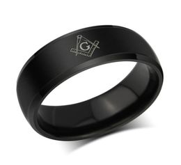 Letdiffery Cool Masonic Rings Stainless Steel Wedding Rings 8mm Men Women Carbon Fibre Rings DropShip Whole1168828