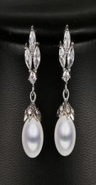 Emmaya Fashion Marquise Shape Cz Pearl Earring White Gold Colour Bridal Wedding Earring New Arrival Beautiful Gift1951501