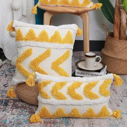 Pillow Decorative Tufted Woven Case 30x50/45x45cmBoho Style Tassels Chenille Cover For Living Room Sofa Home Fall Decor