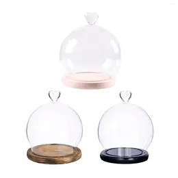 Bottles Display Dome With Wooden Base DIY Valentines Day Decor Collectibles Anniversary Gifts Home Decoration Jar Dustproof Case