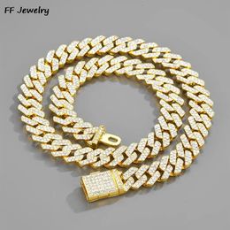 16/18/20/24 inch crystal Miami Iced Cuban chain necklace suitable for men women and all Rhinestone charm hip-hop Jewellery chain 12mm 240210