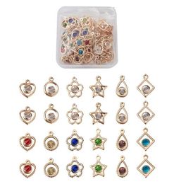 Charms 1 Box Alloy Pendants Links Connectors With Crystal Rhinestones Light Gold For Jewelry Making DIY Bracelet Necklace7855473