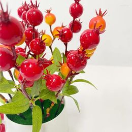 Decorative Flowers Artificial Berry Simulated Plants Pomegranate Plant Red Christmas Year Holiday Decorations Room House DIY Decor