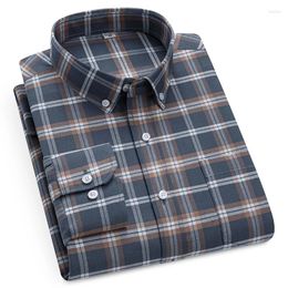 Men's Dress Shirts 2024 Cotton Oxford For Man Long Sleeve Soft Checked Button-down Regular Fit Plaid Casual Solid Shirt 4XL-5XL