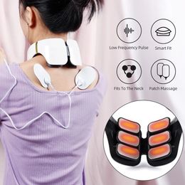 6-Zone Neck Massager Neck Relaxation 15 Levels Strength Kneading Vertebra Muscle Hammer TENS Electric pulse Heating Therapy 240202