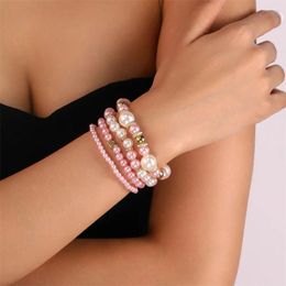 Strand 4pcs/set Bracelets Sets Bohemian Pearl Beads Bracelet Vintage Star Heart Handmade Charming Fashion Jewelry For Women