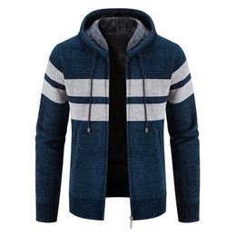 Mens Hooded Cardigan Sweaters Jacket Autumn Winter Warm Cashmere Wool Zipper Casual Knitwear Sweater Coat Male Clothes 240130