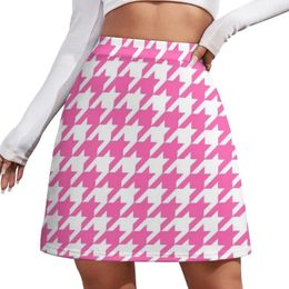 Skirts Pink Houndstooth Mini Skirt Women's Clothes For Woman